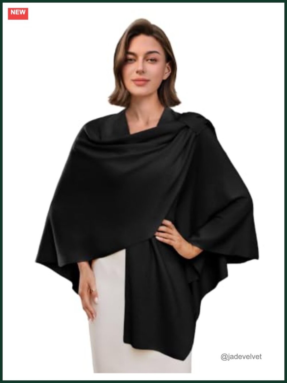 Cross Front Knit Wrap Shawl Poncho for Weddings Formal Events Elegant